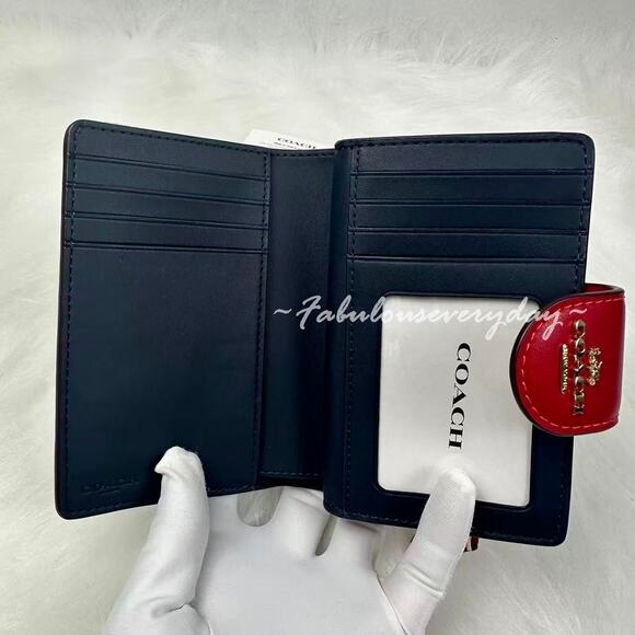 Coach Medium Corner Zip Wallet In Signature Canvas/Denim/Bold Gold CW786 NWT - Picture 5 of 7